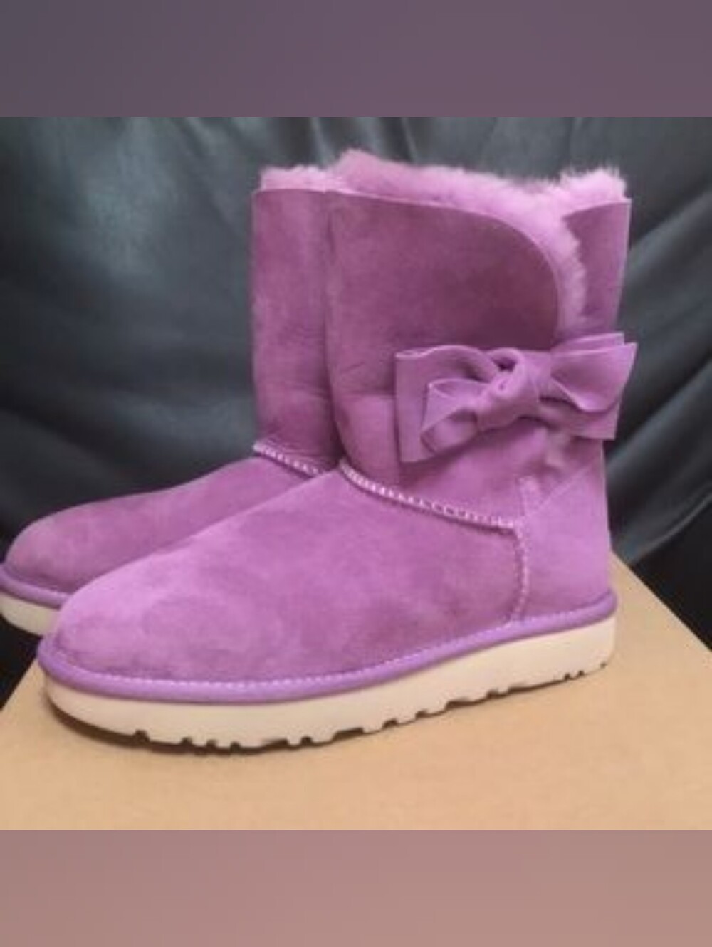 UGG Daelynn Bowed Calve Boots Size 8 in "Prickly Rose" (rose/purple) colorway